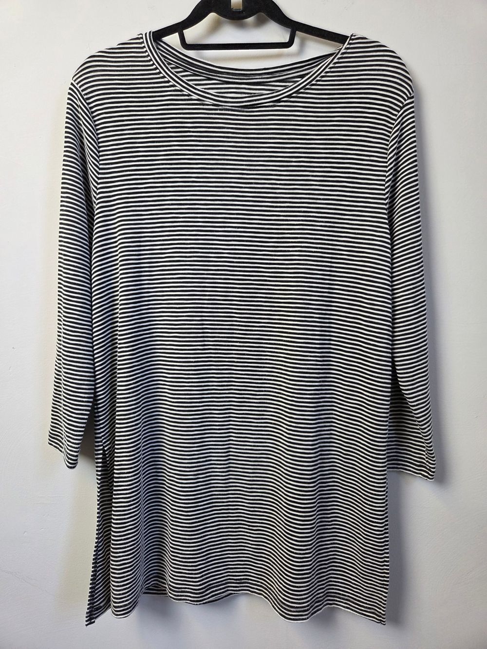 Old Navy Black White Striped Crew Neck Long Sleeve Tee Size L